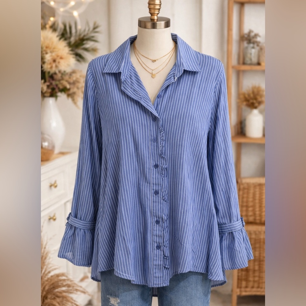 Kori Blue Striped Button Down Shirt